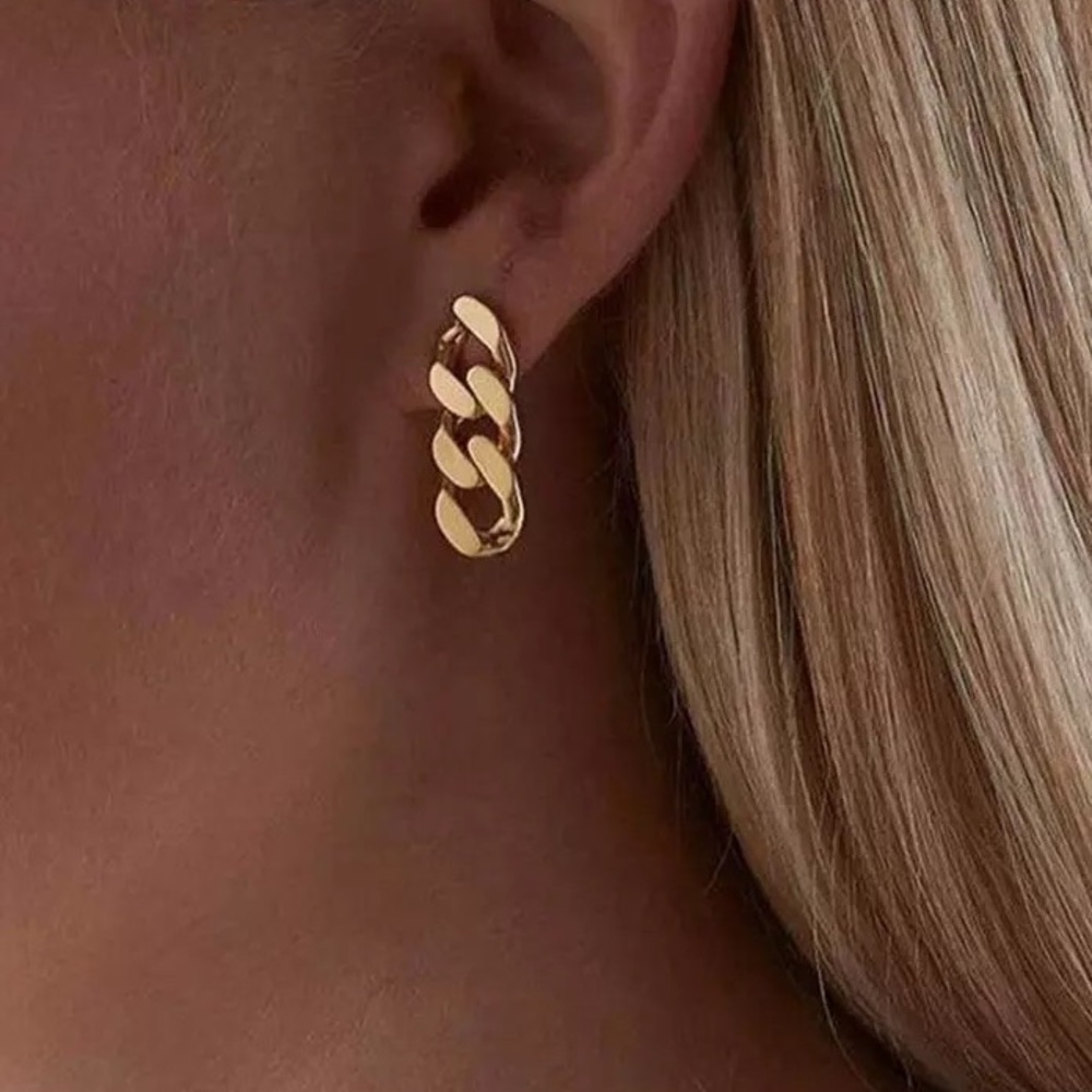 Cuban Link Chain Stud Earrings for Women
